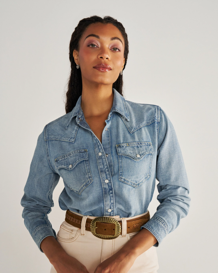 TECOVAS - Denim Pearl Snap in Light Wash