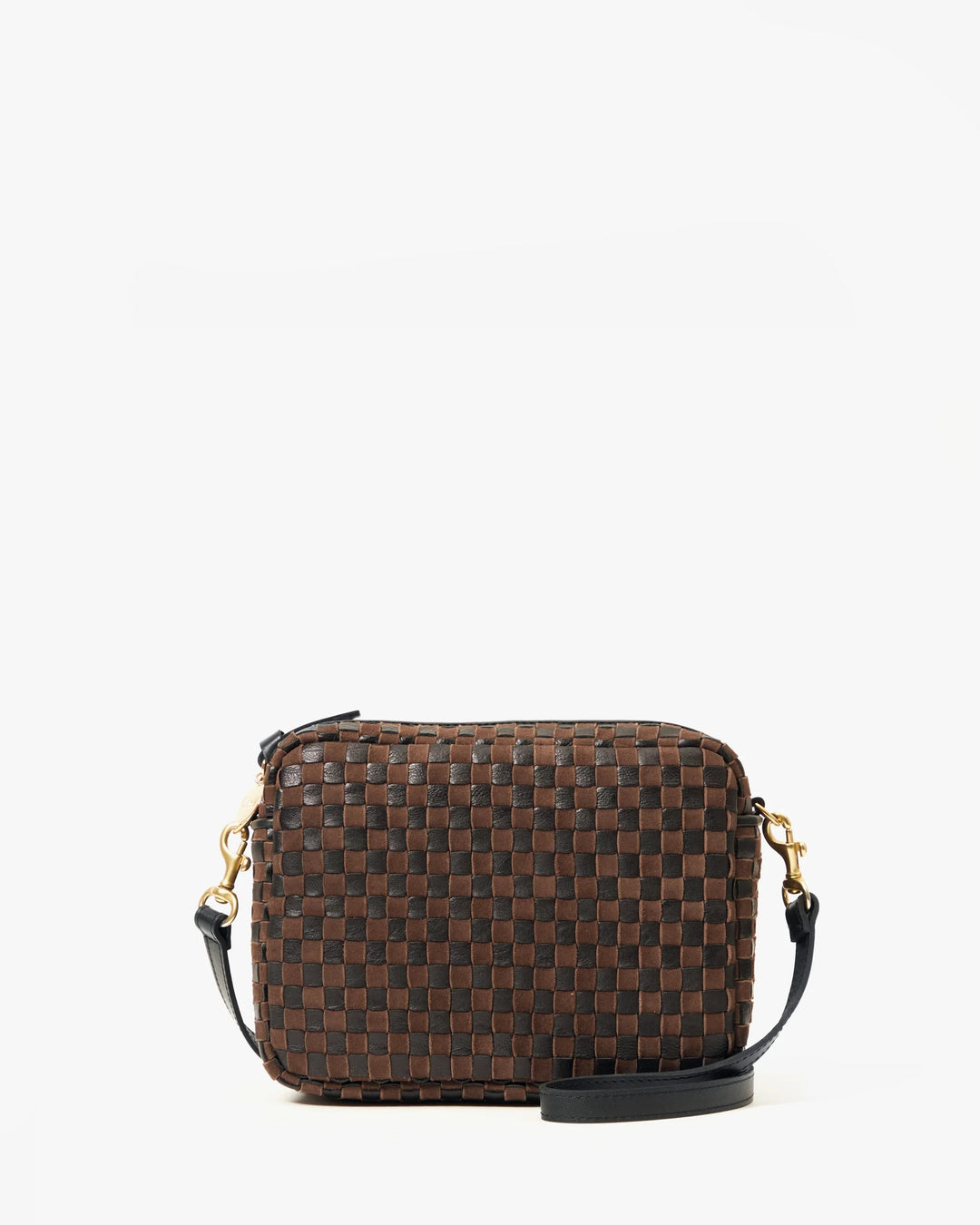 Clare V. - Midi Sac in Black/Chocolate Woven Checker