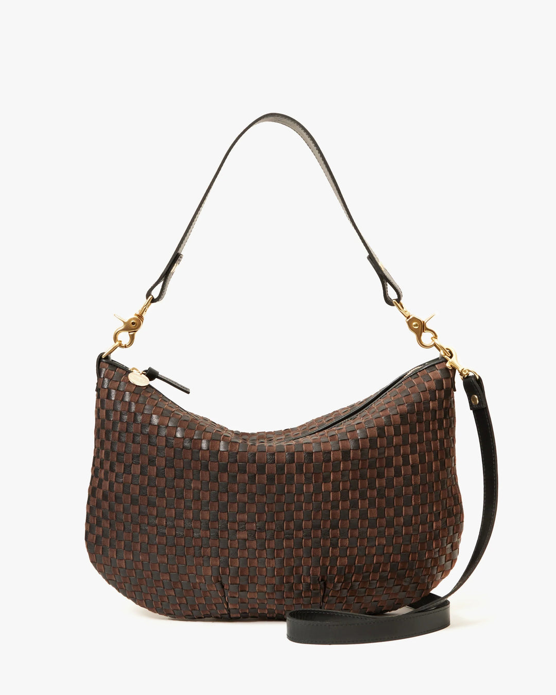 Clare V. - Moyen Messenger in Black/Chocolate Checker