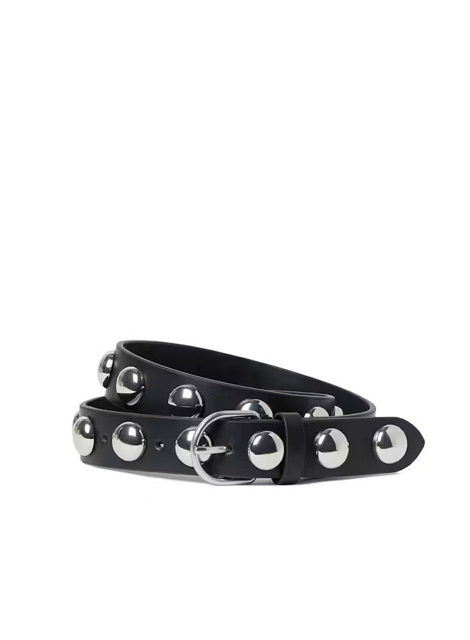 LOEFFLER RANDALL - Issa Dome Studded Belt in Black/Silver