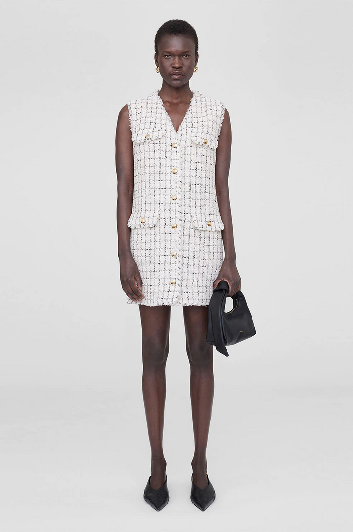 Anine Bing - Janet Dress White Plaid in Black/White Dress
