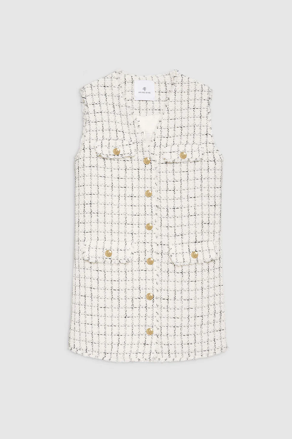 Anine Bing - Janet Dress White Plaid in Black/White Dress