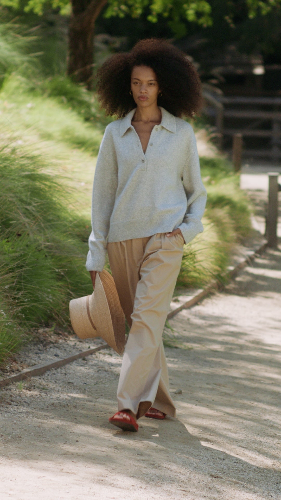 JENNI KAYNE -  Cashmere Burke Polo in Pale Gray
