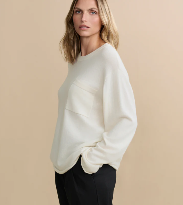 Jenni Kayne - Cashmere Chandler Long Sleeve Tee Ivory Sweaters