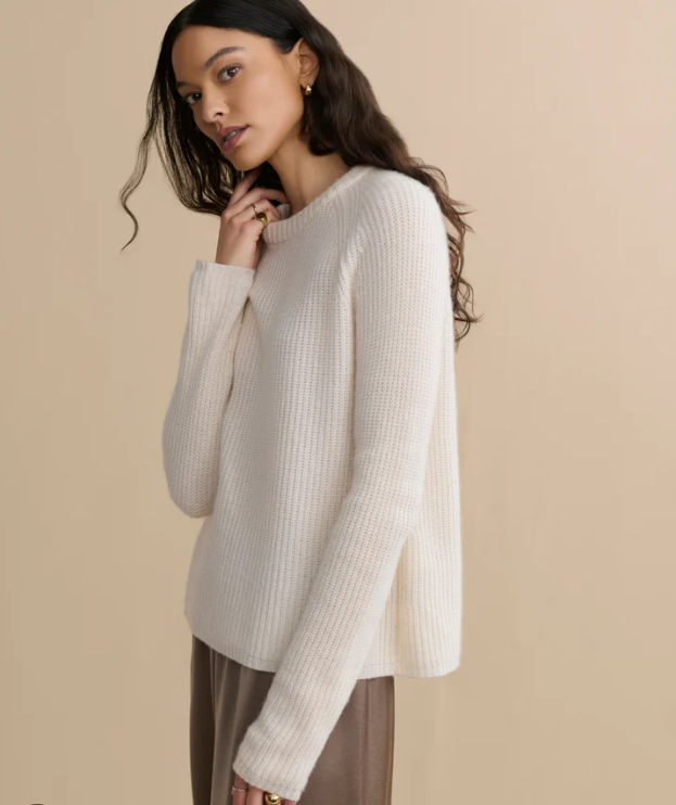 Jenni Kayne - Cashmere Fisherman Sweater in Ivory Sweaters