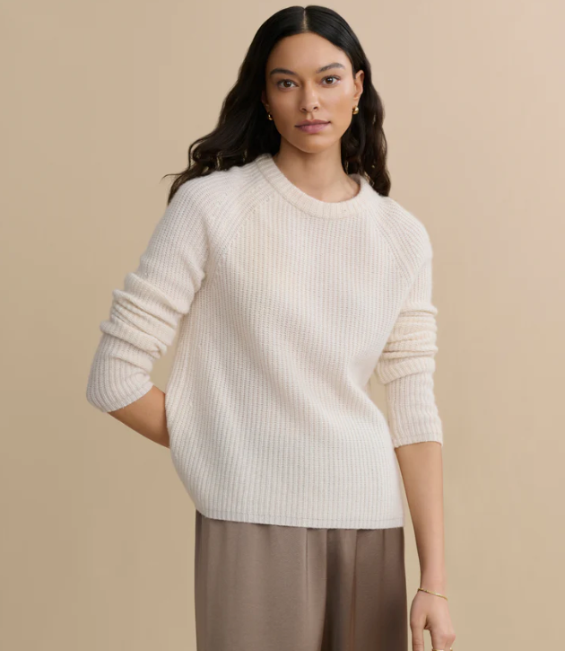 Jenni Kayne - Cashmere Fisherman Sweater in Ivory Sweaters
