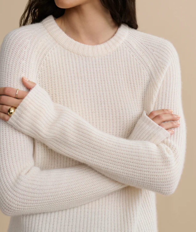 Jenni Kayne - Cashmere Fisherman Sweater in Ivory Sweaters