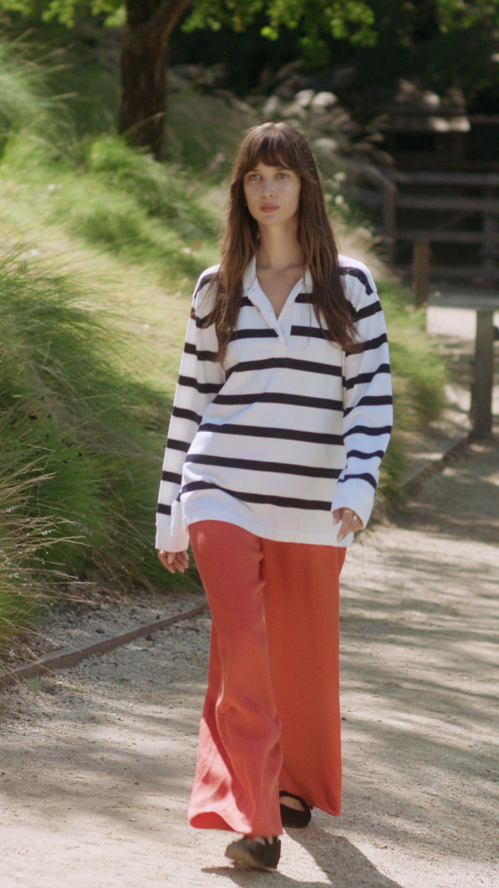 JENNI KAYNE - Post Pullover in Ivory Navy Stripe Sweaters