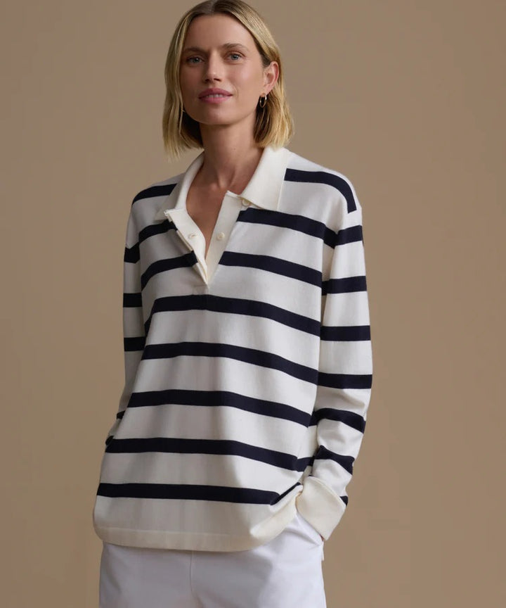 JENNI KAYNE - Post Pullover in Ivory Navy Stripe Sweaters