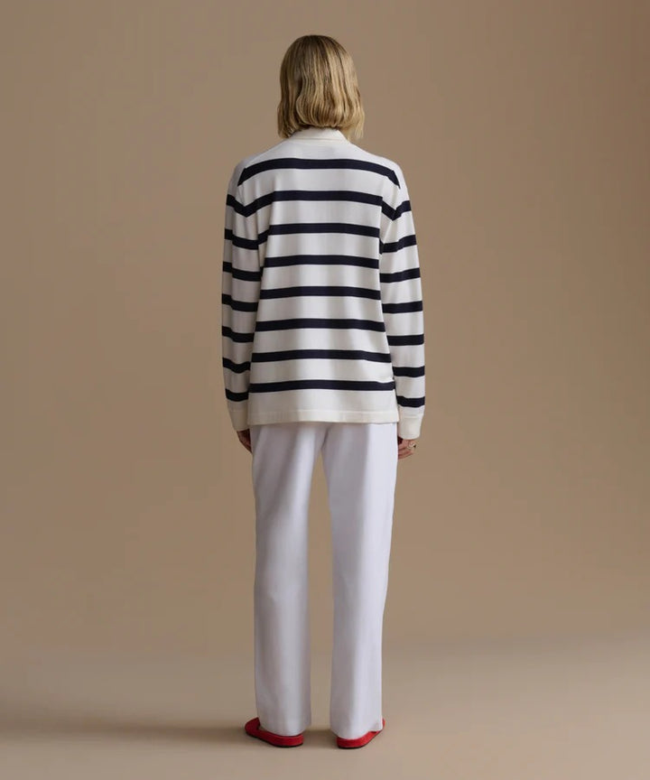 JENNI KAYNE - Post Pullover in Ivory Navy Stripe Sweaters
