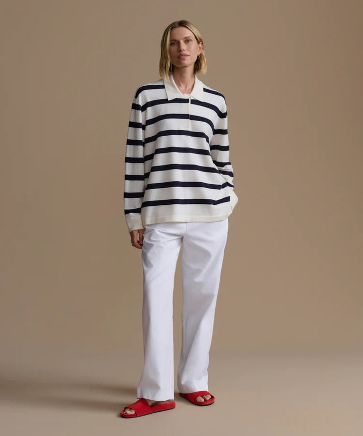 JENNI KAYNE - Post Pullover in Ivory Navy Stripe Sweaters