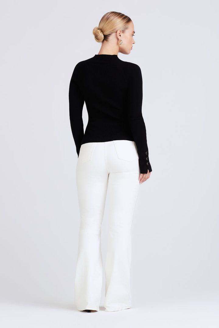 Derek Lam 10 Crosby - Kassandra Ribbed Mock Neck Sweater in Black