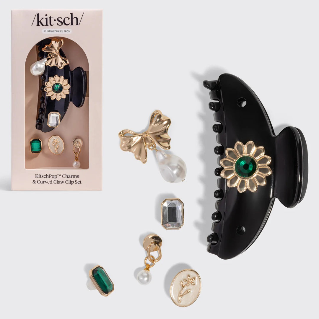 KITSCH - Curved Claw Clip 7pc Set Vintage in Black Accessories