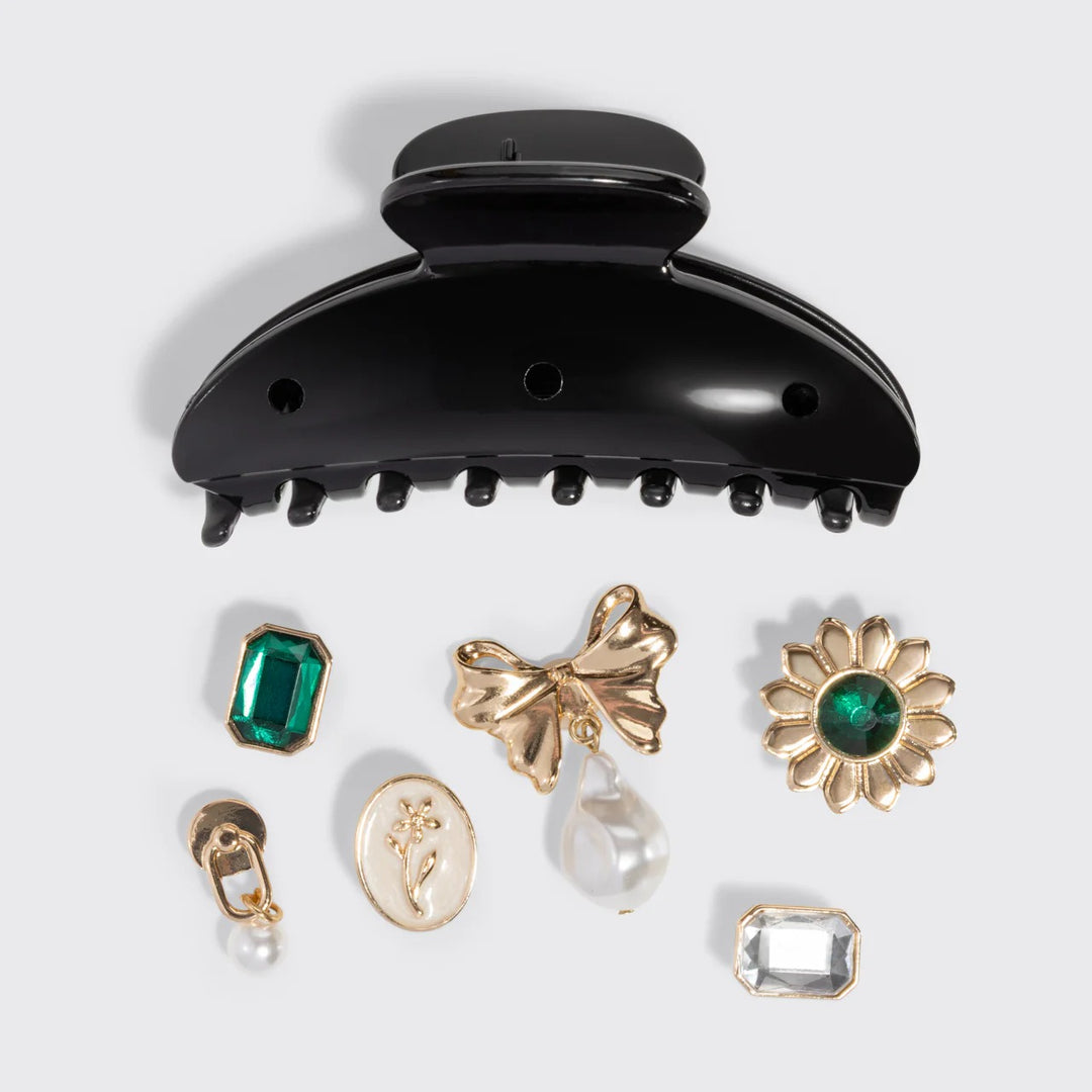 KITSCH - Curved Claw Clip 7pc Set Vintage in Black Accessories