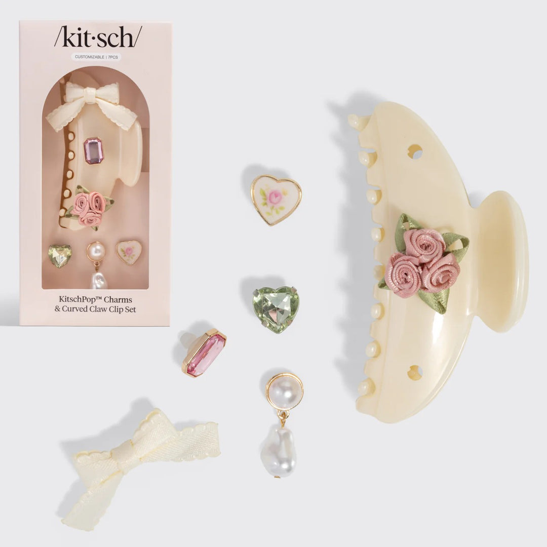 KITSCH - Curved Claw Clip 7pc Set Vintage in Pearlized Cream Accessories