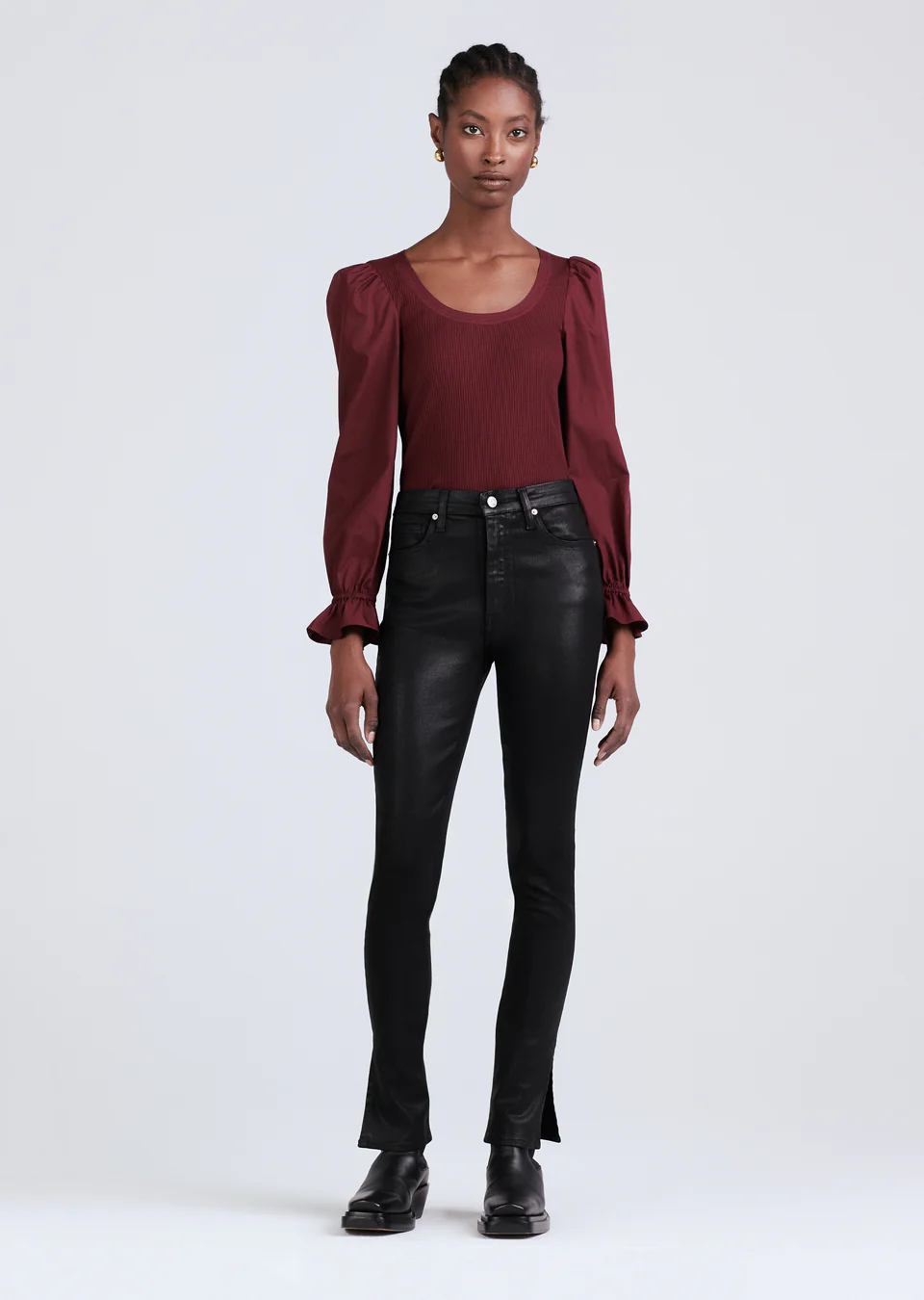 Derek Lam 10 Crosby - Kyle High Rise Legging Skinny in Coated Black