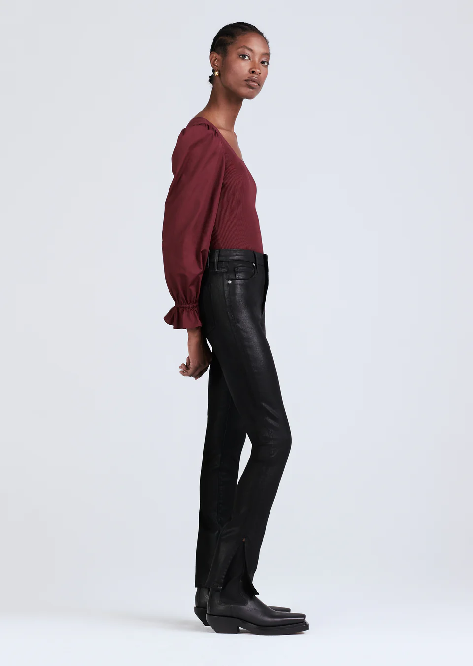 Derek Lam 10 Crosby - Kyle High Rise Legging Skinny in Coated Black