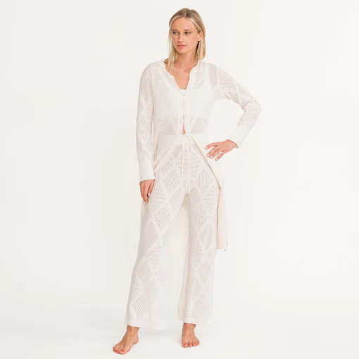Kerri Rosenthal - Lana Cardigan Crochet in Oatmilk