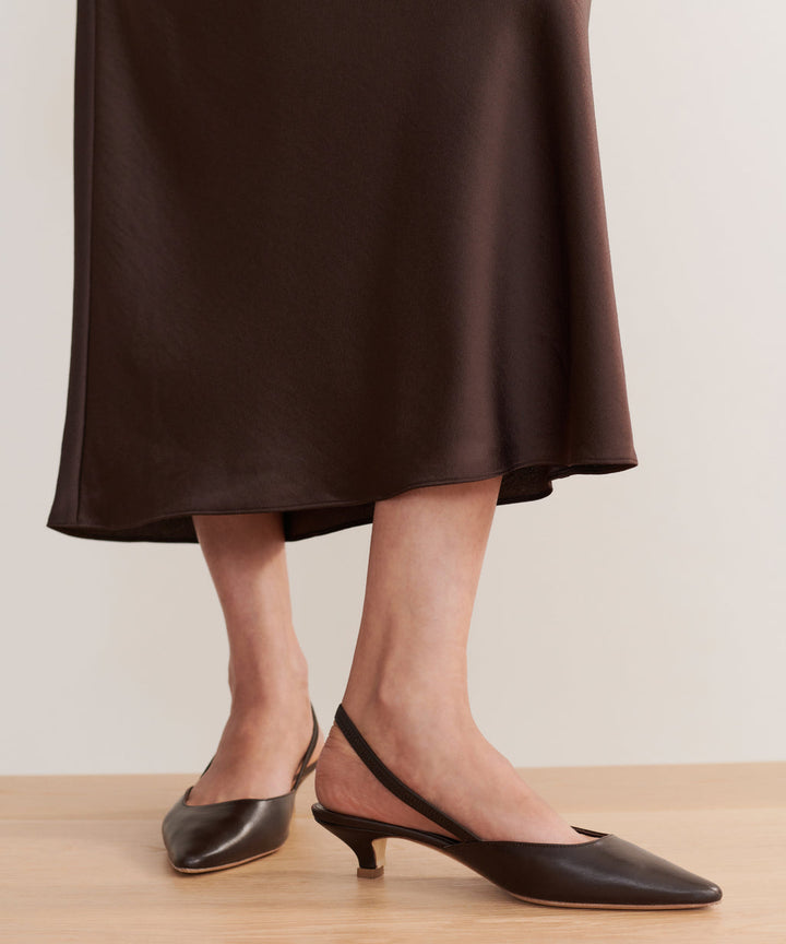 Jenni Kayne - Leather Kitten Heel in Chocolate