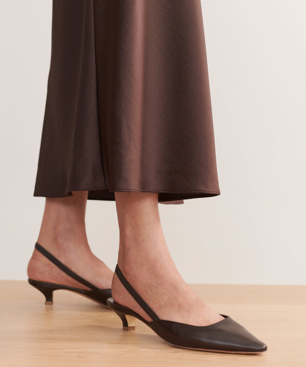 Jenni Kayne - Leather Kitten Heel in Chocolate