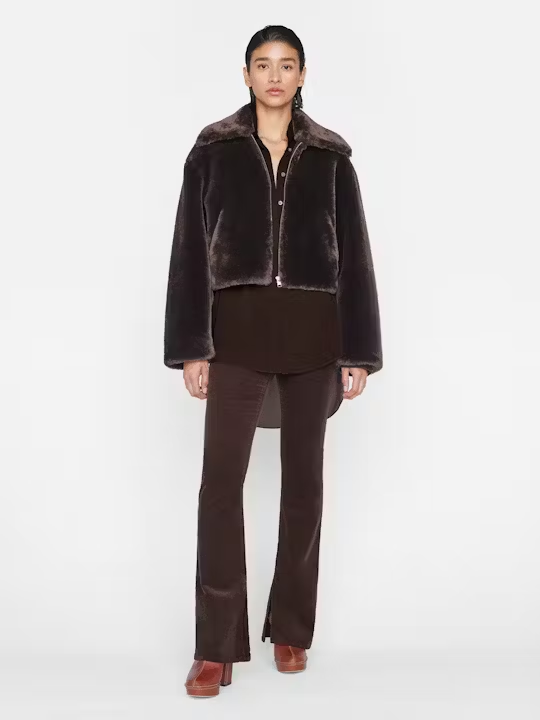 Frame - Le Mini Boot Slit Corduroy Pant in Espresso