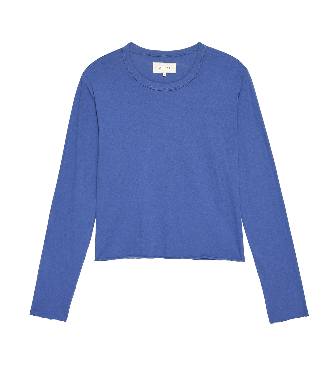 The Great - The Long Sleeve Crop Tee in Glacier Blue