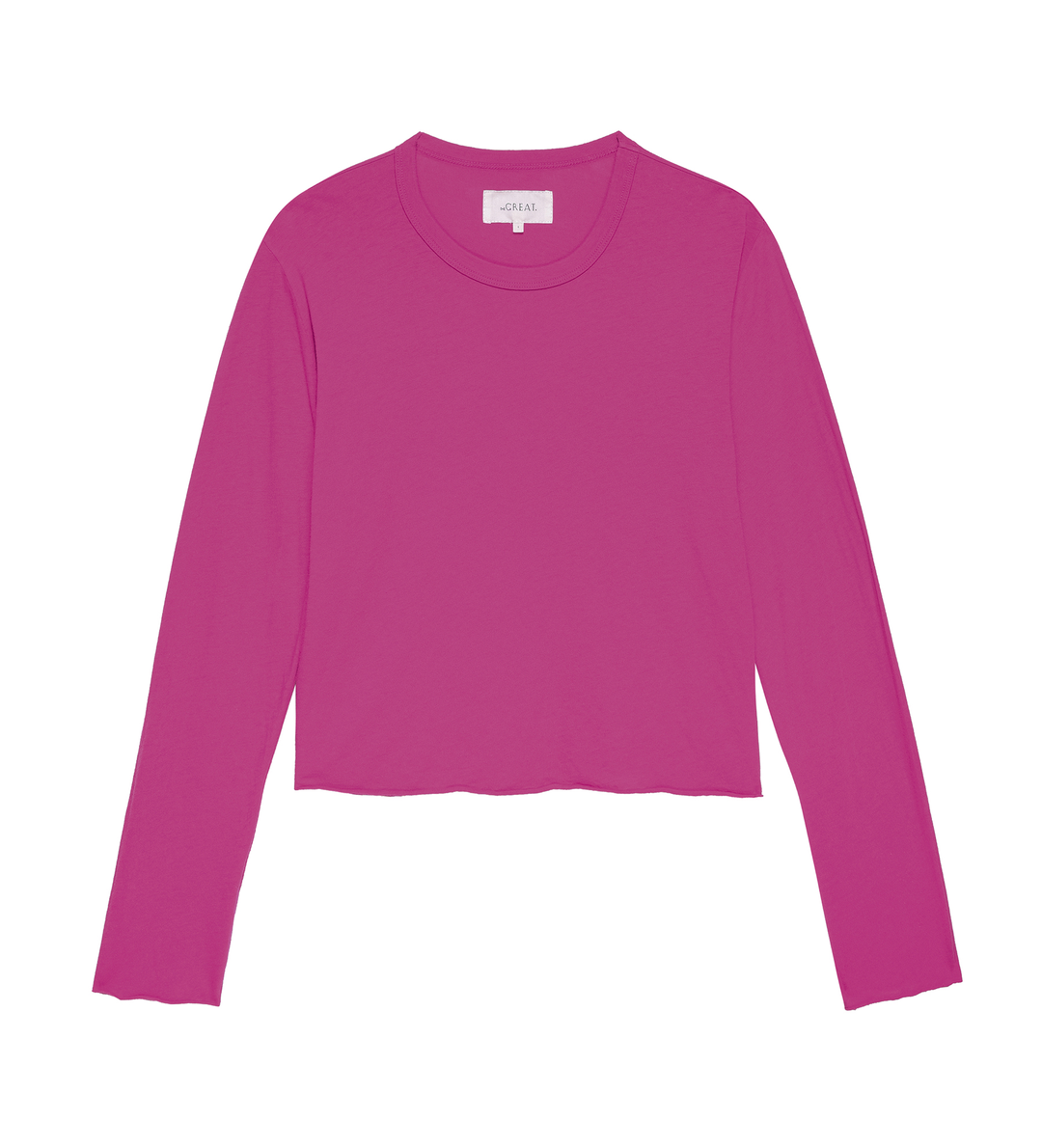 The Great - The Long Sleeve Crop Tee in Fuchsia