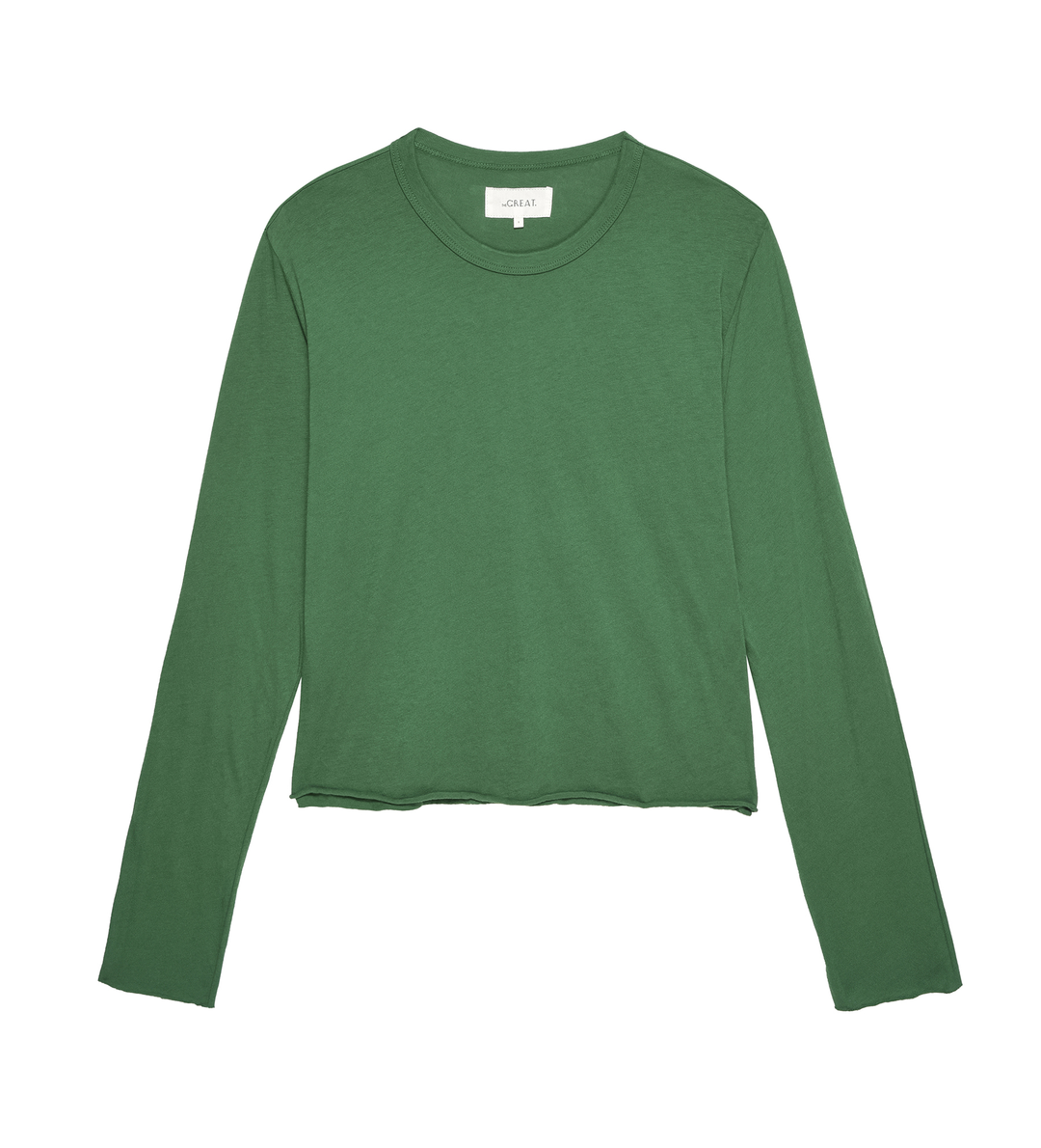 The Great - The Long Sleeve Crop Tee in Holly Leaf