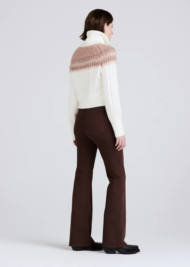 Derek Lam 10 Crosby - Marcella Cable Knit and Fair Isle Turtleneck in Ivory