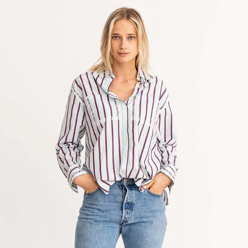 Kerri Rosenthal - Marti Shirt in Striped Actually Saltwater