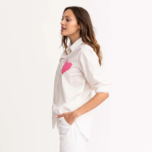 Kerri Rosenthal - Mia Shirt Imperfect Heart Pocket in White
