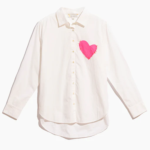 Kerri Rosenthal - Mia Shirt Imperfect Heart Pocket in White