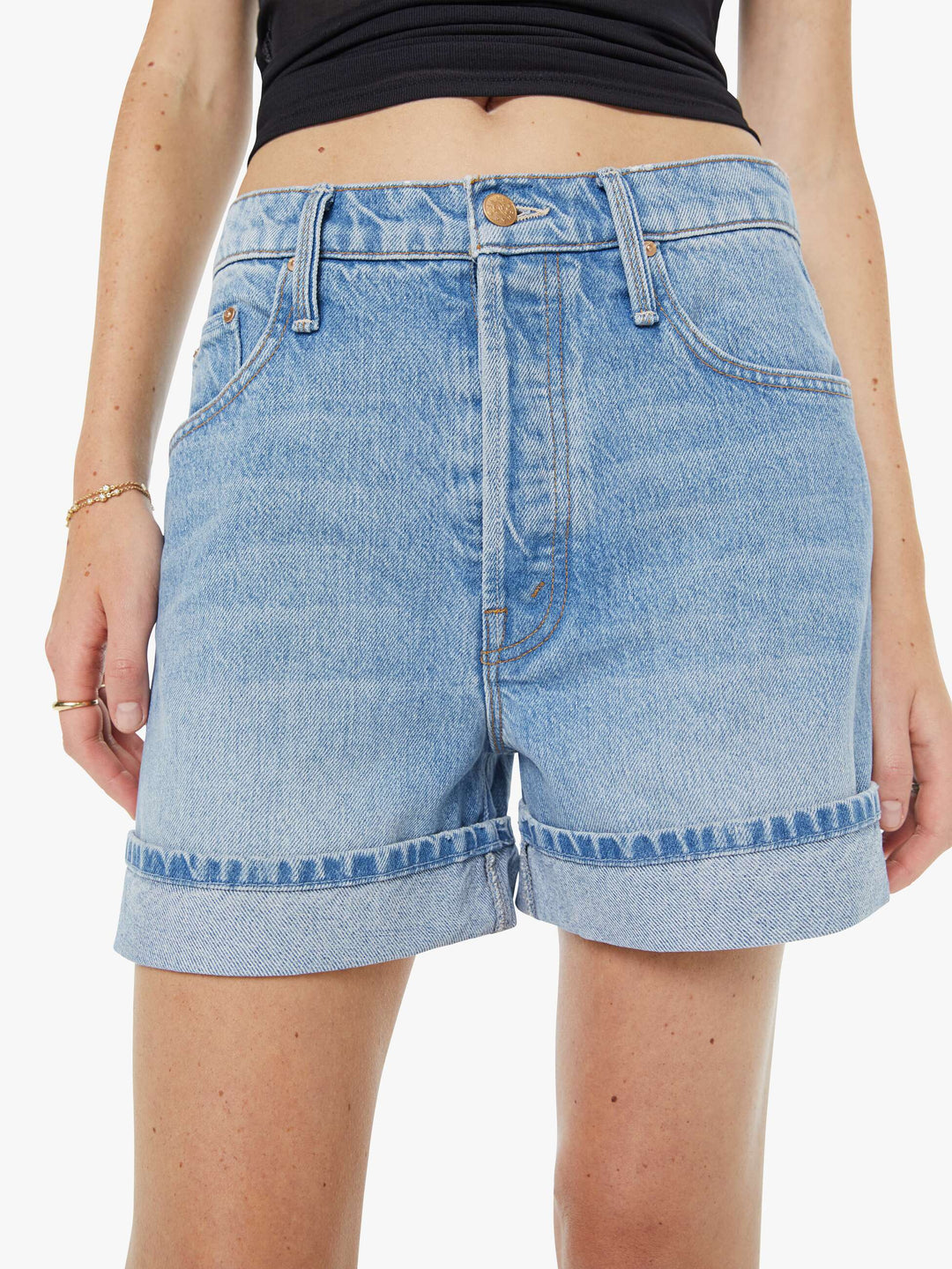 MOTHER - CULOTTE CUFFED SHORT in BYOB Denim Shorts