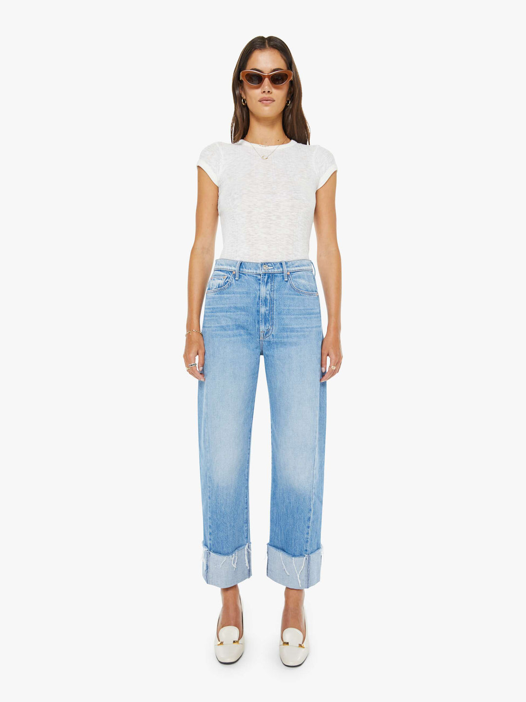 Mother Denim MOTHER - The Half-Pipe Ankle Cuff Fray in Last Bite Jeans