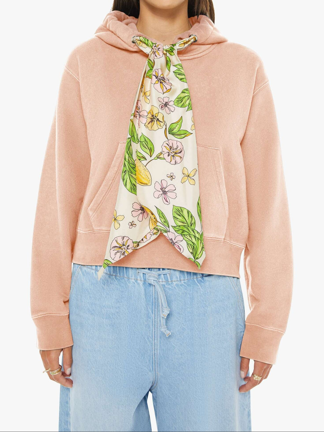 MOTHER - Shrunken Boxy Cravat Hoodie in Mahogany Rose Hoodie