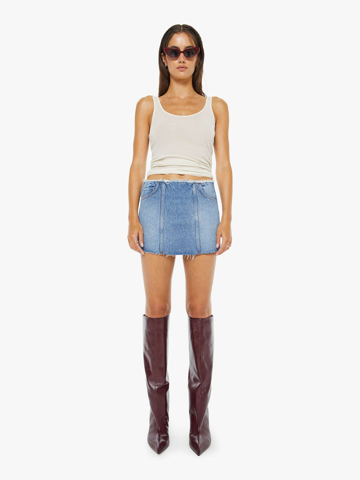 MOTHER - THE CHIP CLIP MINI FRAY in Jell-O Shots Denim Skirt