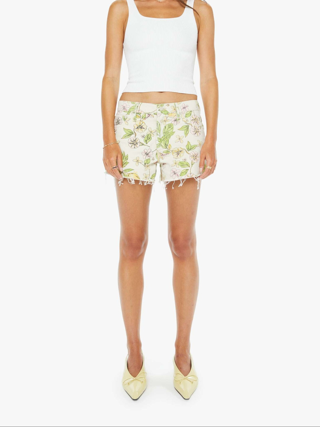 MOTHER - The Dodger Short Fray in Lemonade Stand Denim Shorts