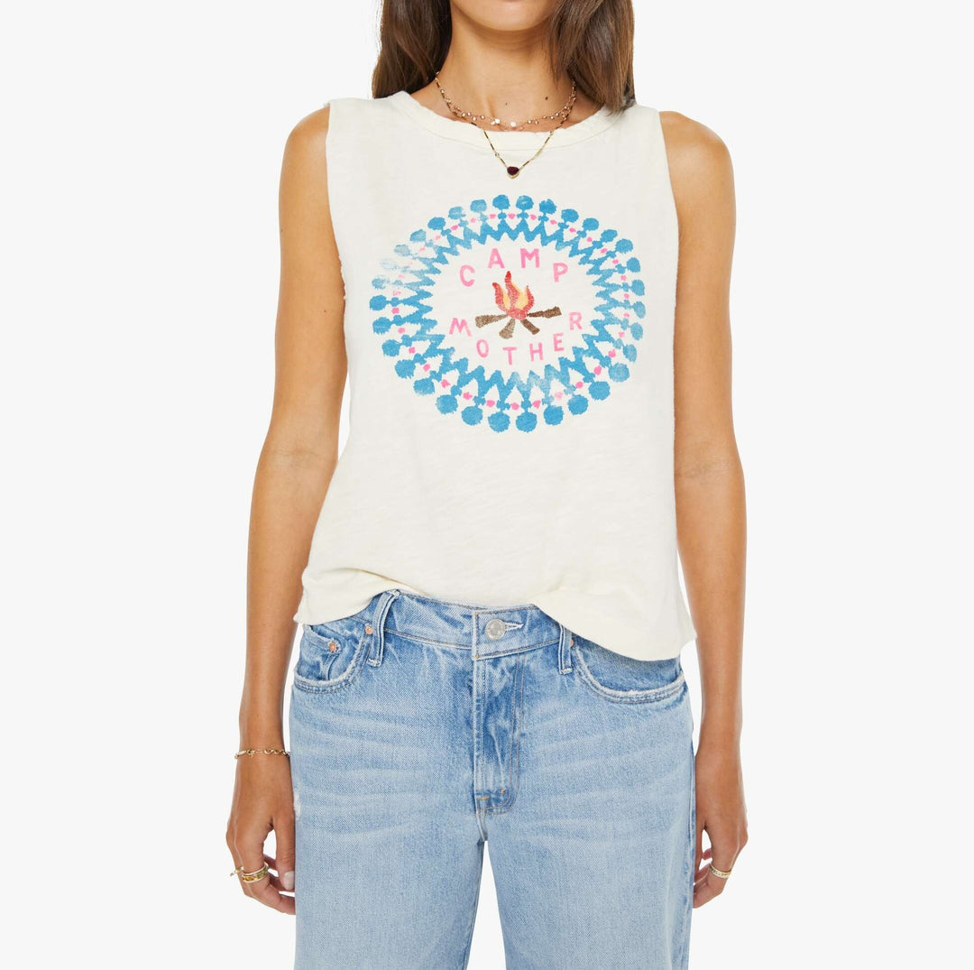 MOTHER - THE FLIRT SQUAD in Antique White Tank Top