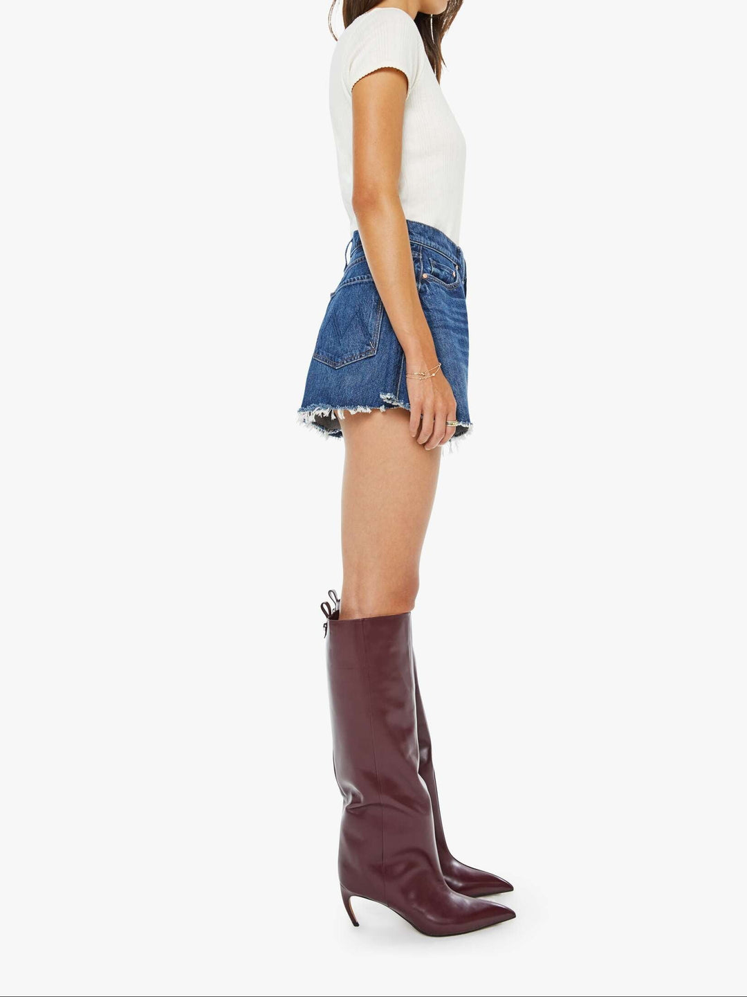 MOTHER - The Flutter Short Fray in Did You Bring Me Anything Denim Shorts