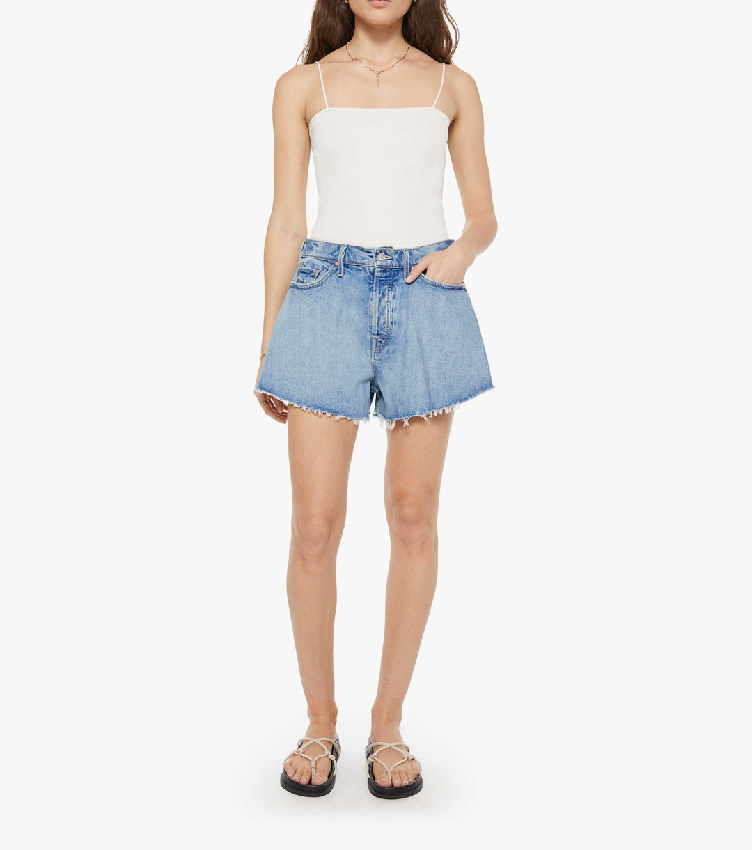 MOTHER - The Flutter Short Fray in I Confess Denim Shorts