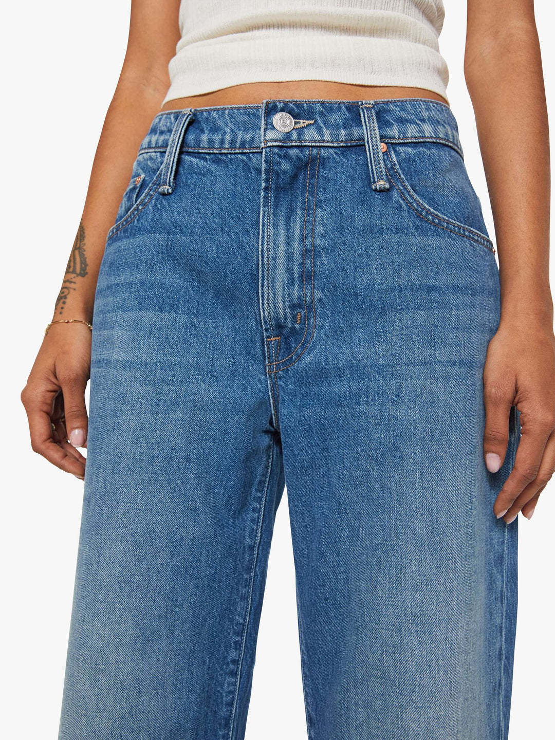 MOTHER - The Lil Dodger Flood in Green Thumb Jeans