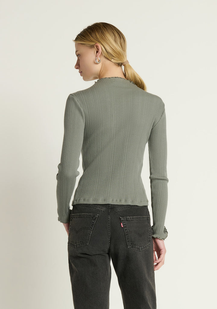 NATION LTD - Brenna Mock Neck Top in Castor Grey Tops