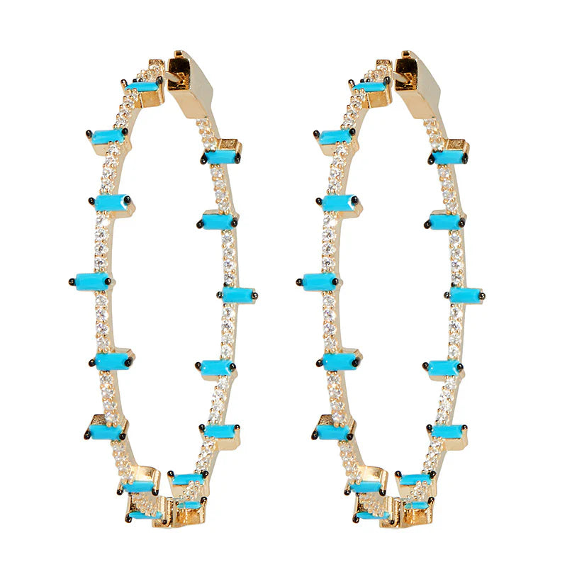 Nickho Rey - Jacob Hoop in Gold/Turquoise Earrings