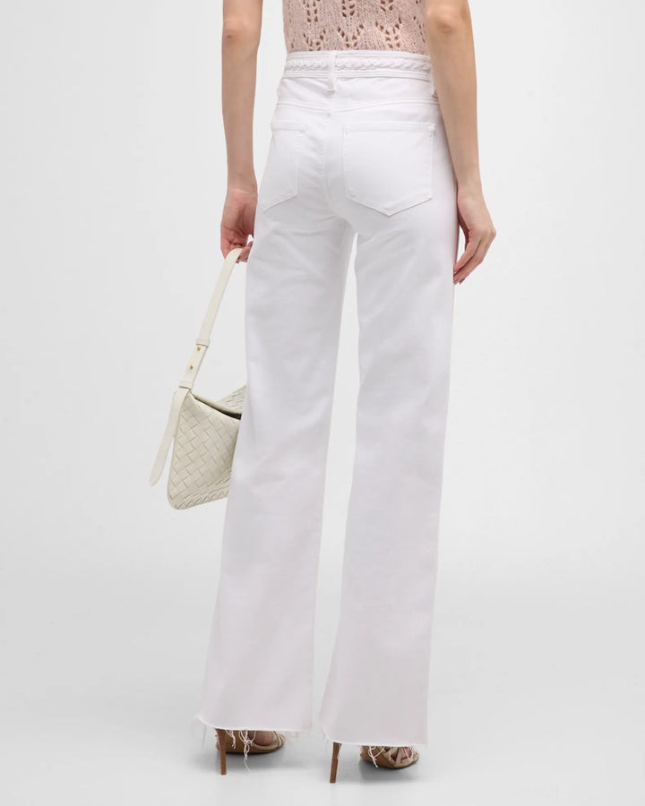 Paige - Clean Front Leenah With Waistband Braid in Crisp White 32"