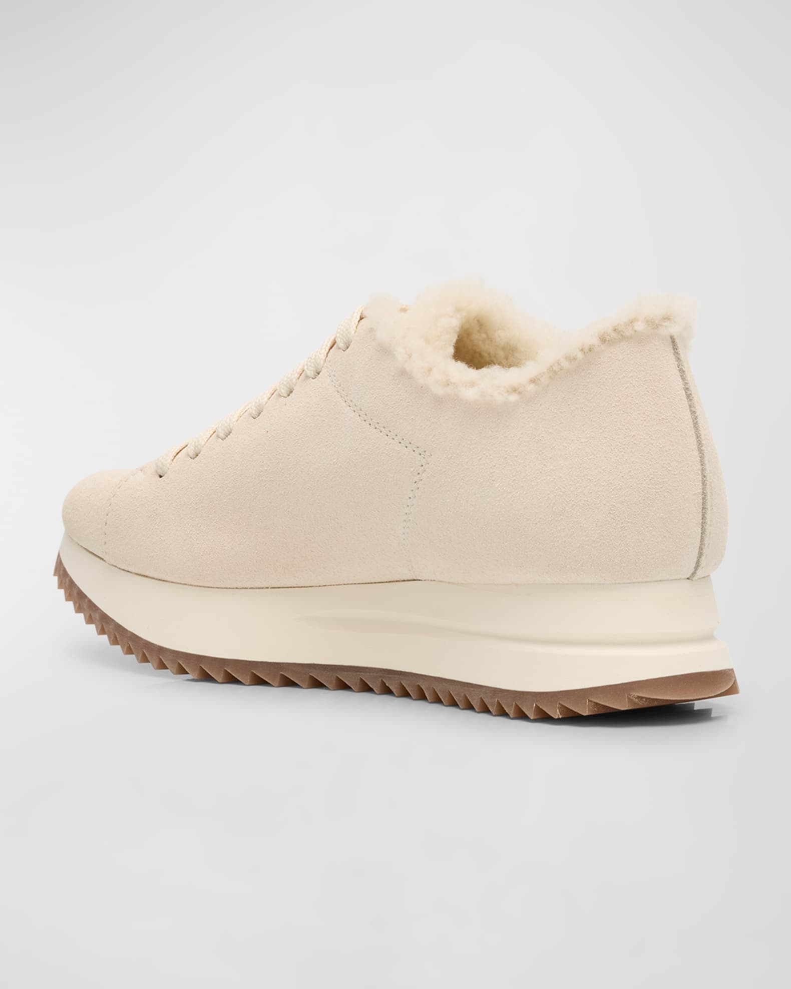 PEDRO GARCIA - Orinda Shearling Suede Sneaker in Basmati – Blond