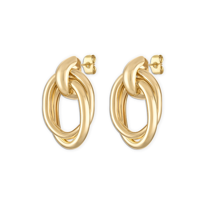 Alexa Leigh - Oval Drop Earrings in Yellow Gold