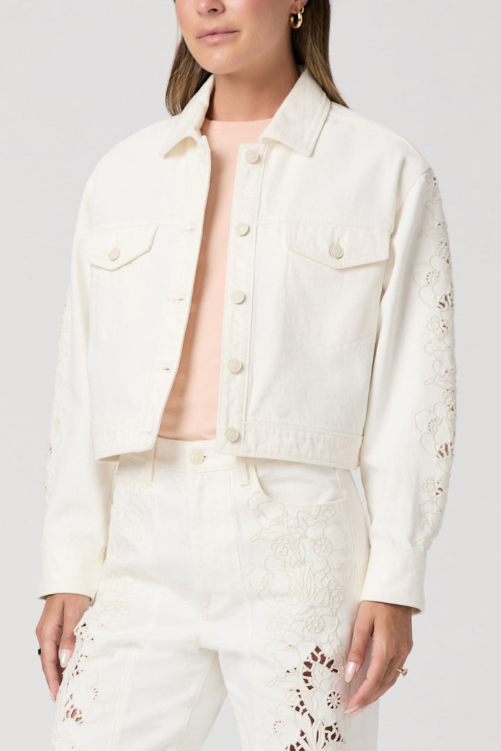 PAIGE - Michele Jacket W/ Embroidered Panels in Tonal Ecru Embroidered Jacket