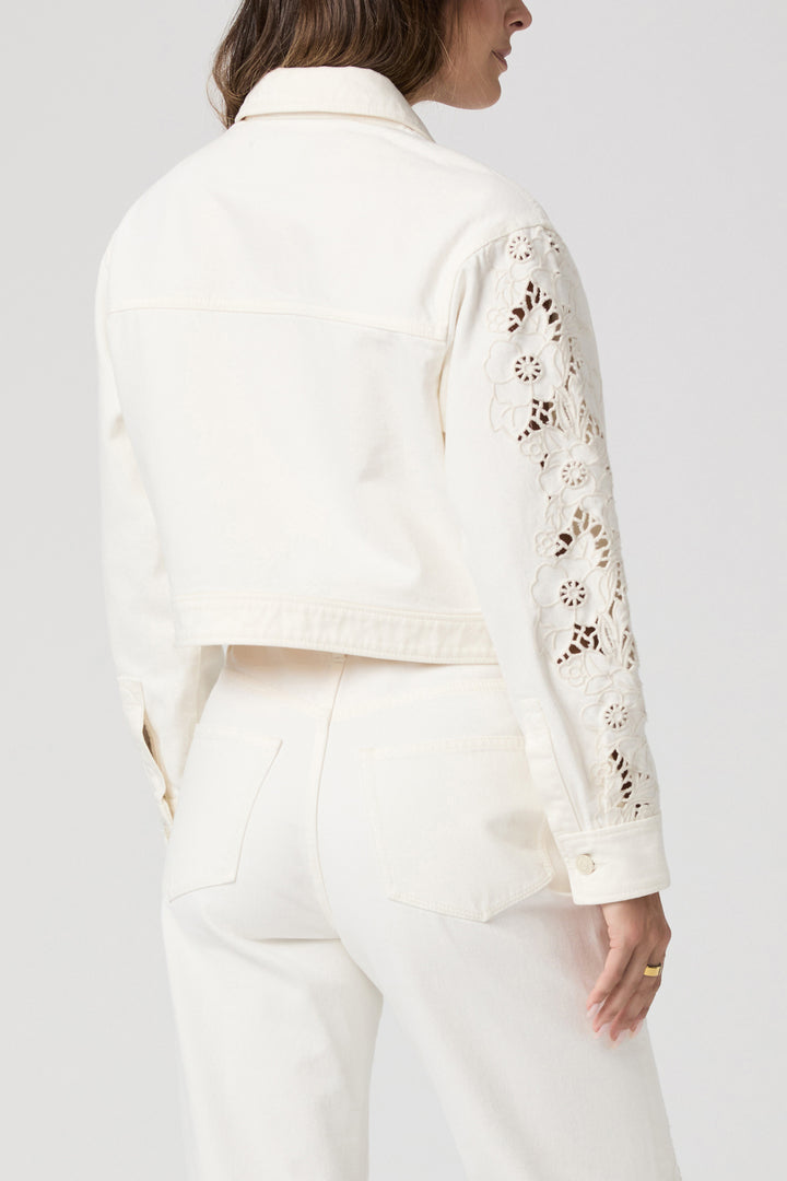 PAIGE - Michele Jacket W/ Embroidered Panels in Tonal Ecru Embroidered Jacket