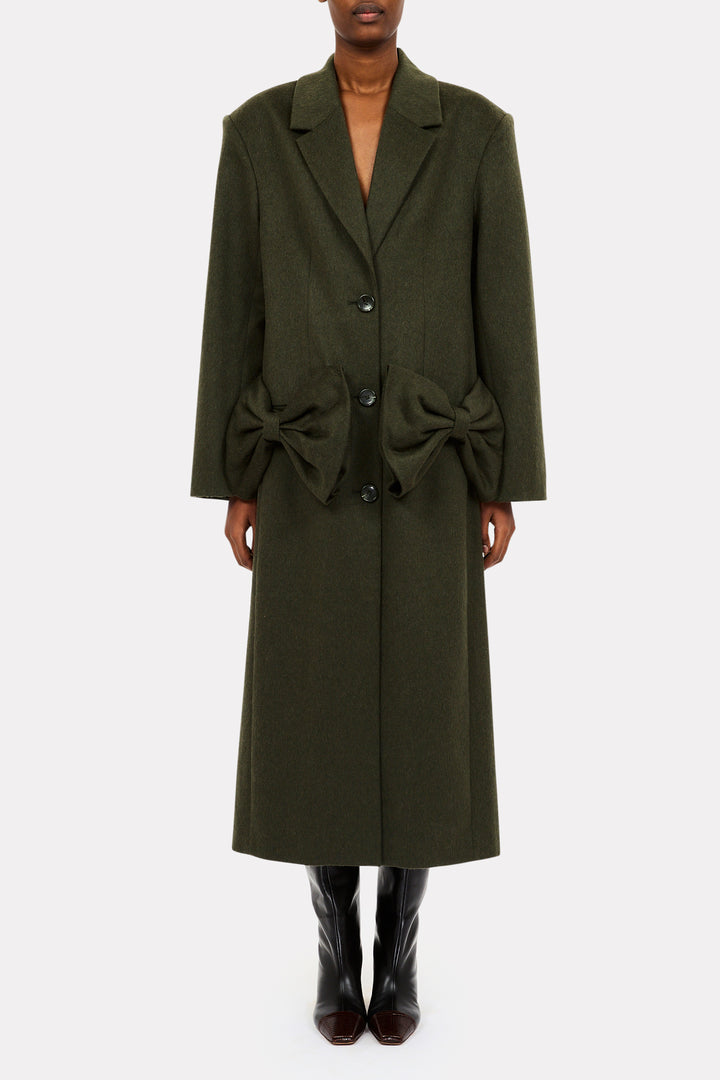 ULLA JOHNSON - Corin Wool Coat with Bows in WILLOW OUTERWEAR