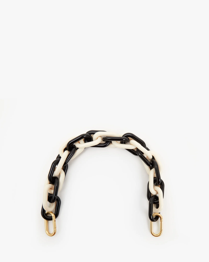 Clare V - Shortie Strap in Black & Cream Resin